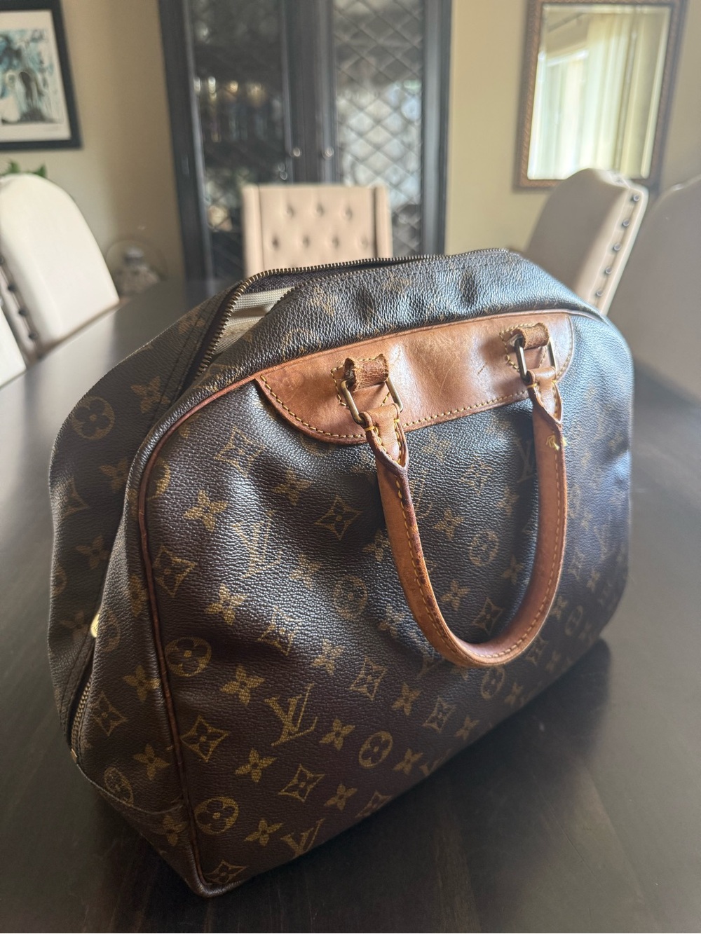 Vintage Louis Vuitton Monogram Canvas Brown and Tan Toiletry Bag